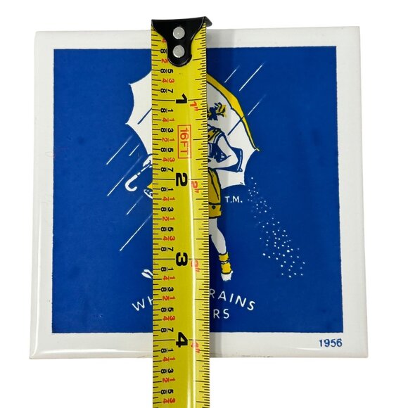 Vintage Morton Salt Trivet Coasters 1956 Girl "When It Rains It Pours" Set Of 2 - Picture 6 of 6